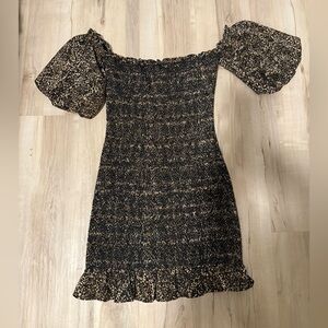 Topshop Black and Cream Textured Skirt